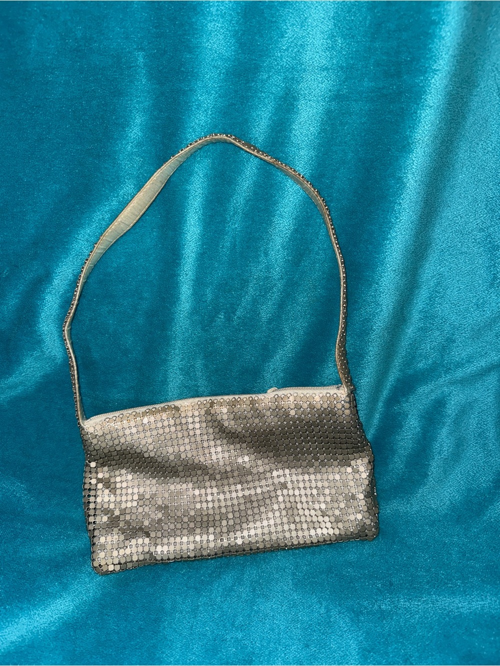 Silver Metal Mesh Evening Wristlet Bag